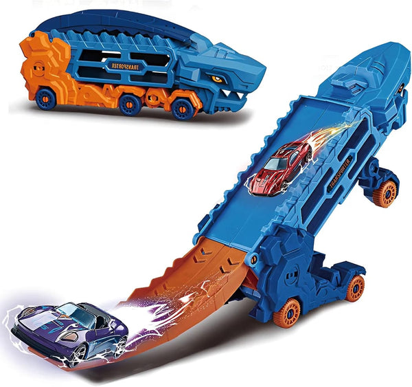 Dino Transporter Truck for Kids 3+ | 2-in-1 Car Carrier & Launch Ramp, 1 Car Included