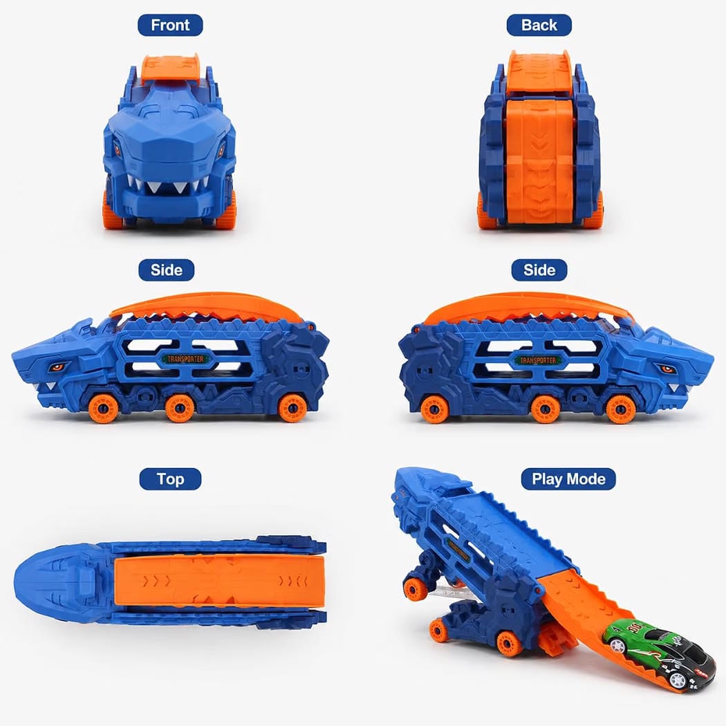 Dino Transporter Truck for Kids 3+ | 2-in-1 Car Carrier & Launch Ramp, 1 Car Included
