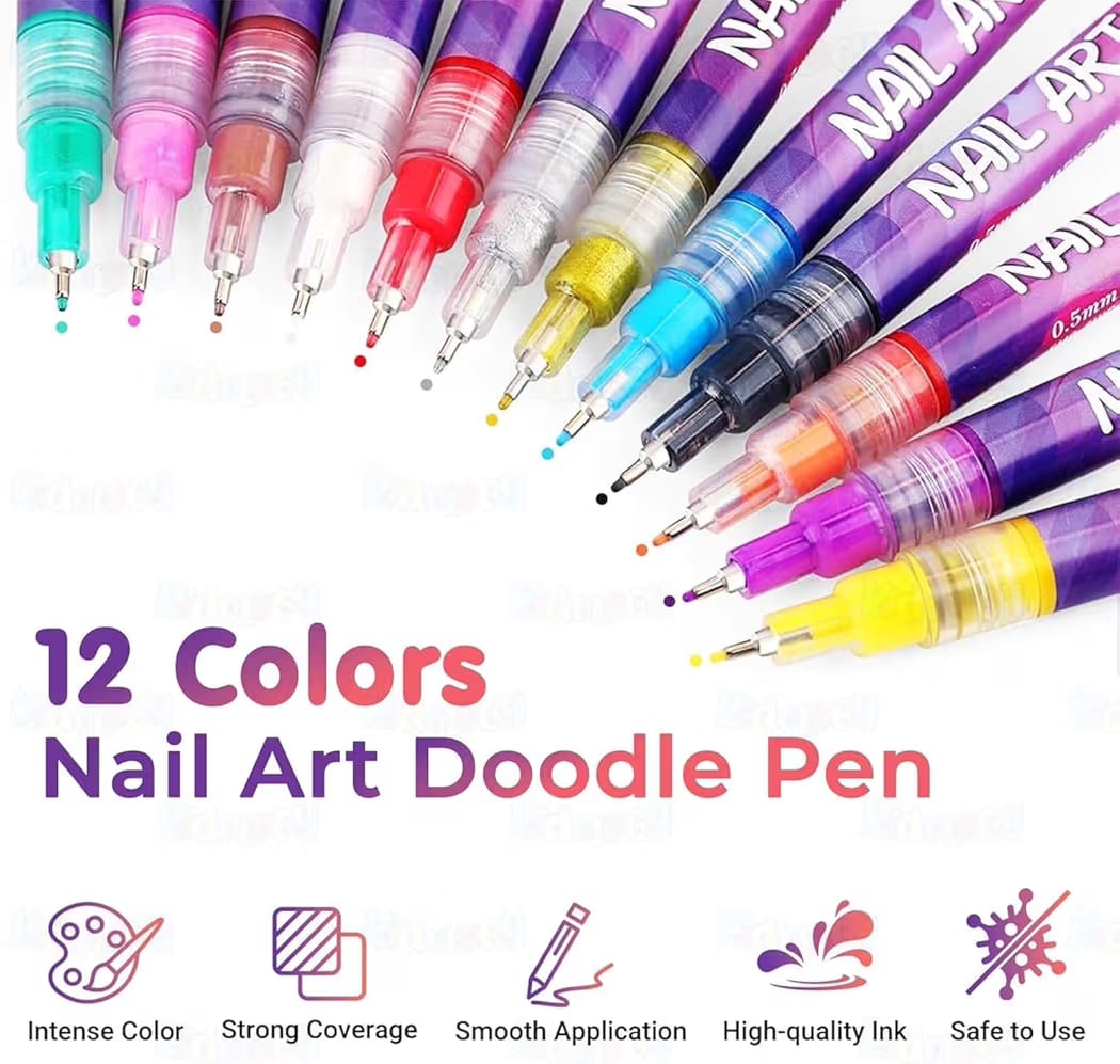 Tiny Canvas, Big Imagination: 12-Colour Nail Art Pen Set